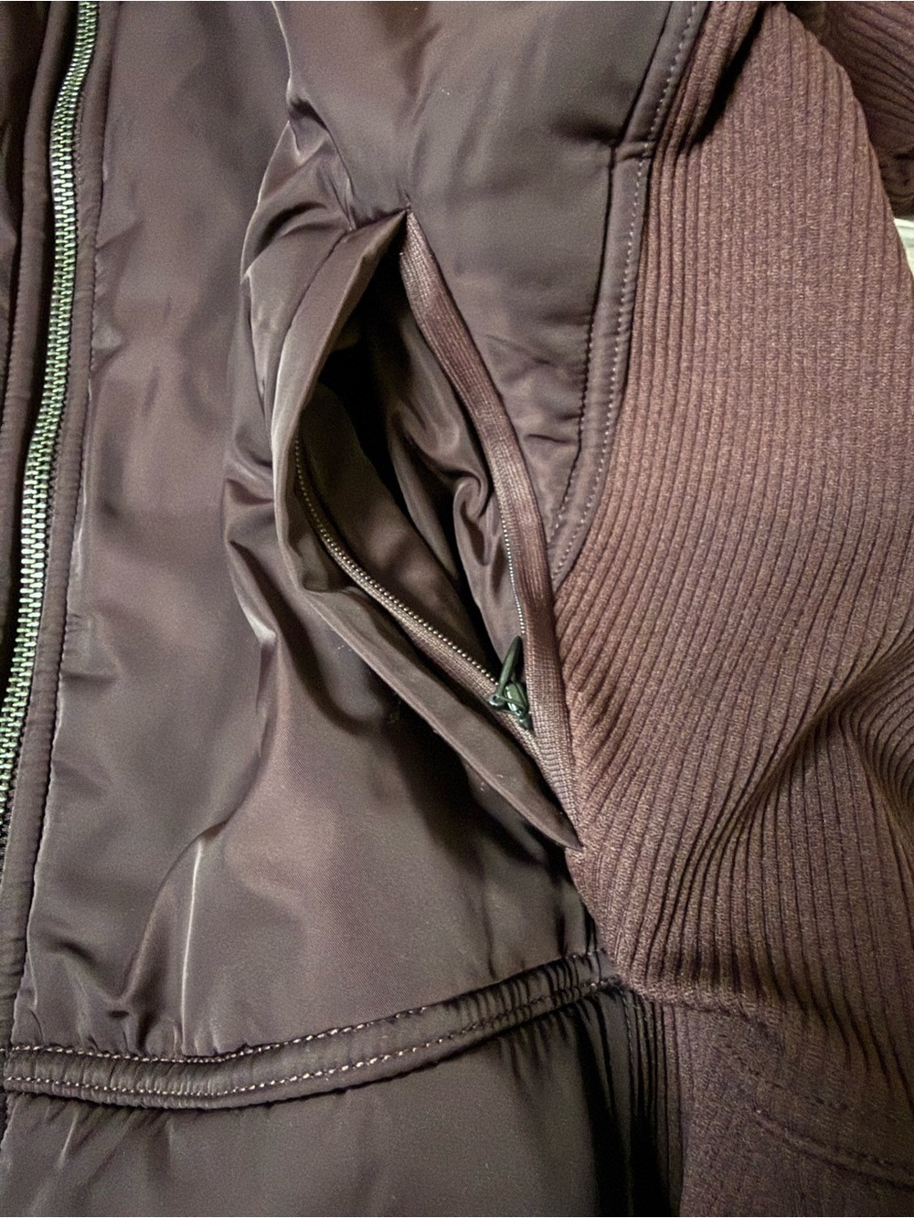 Zella Women’s Burgundy Fudge Seamless Mixed Media Bomber Jacket - Sz Large, NWT - Picture 7 of 13